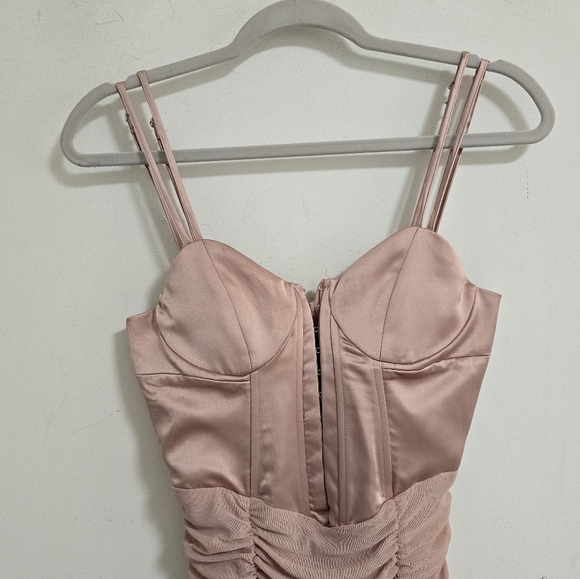 Zara blush corset ruched midi dress nwt - Picture 10 of 10